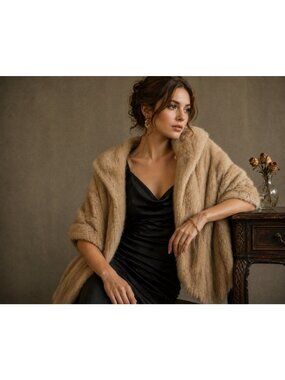 Vintage Blonde Mink Stole Shawl Pockets Teply House Of Furs USA